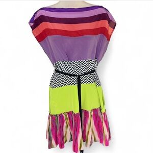 Nanette Lepore 100% silk color block mini dress